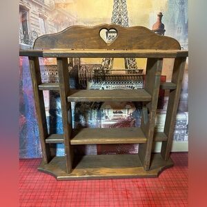 Vintage Boho Wood Wall Shelf with Heart Cut Out